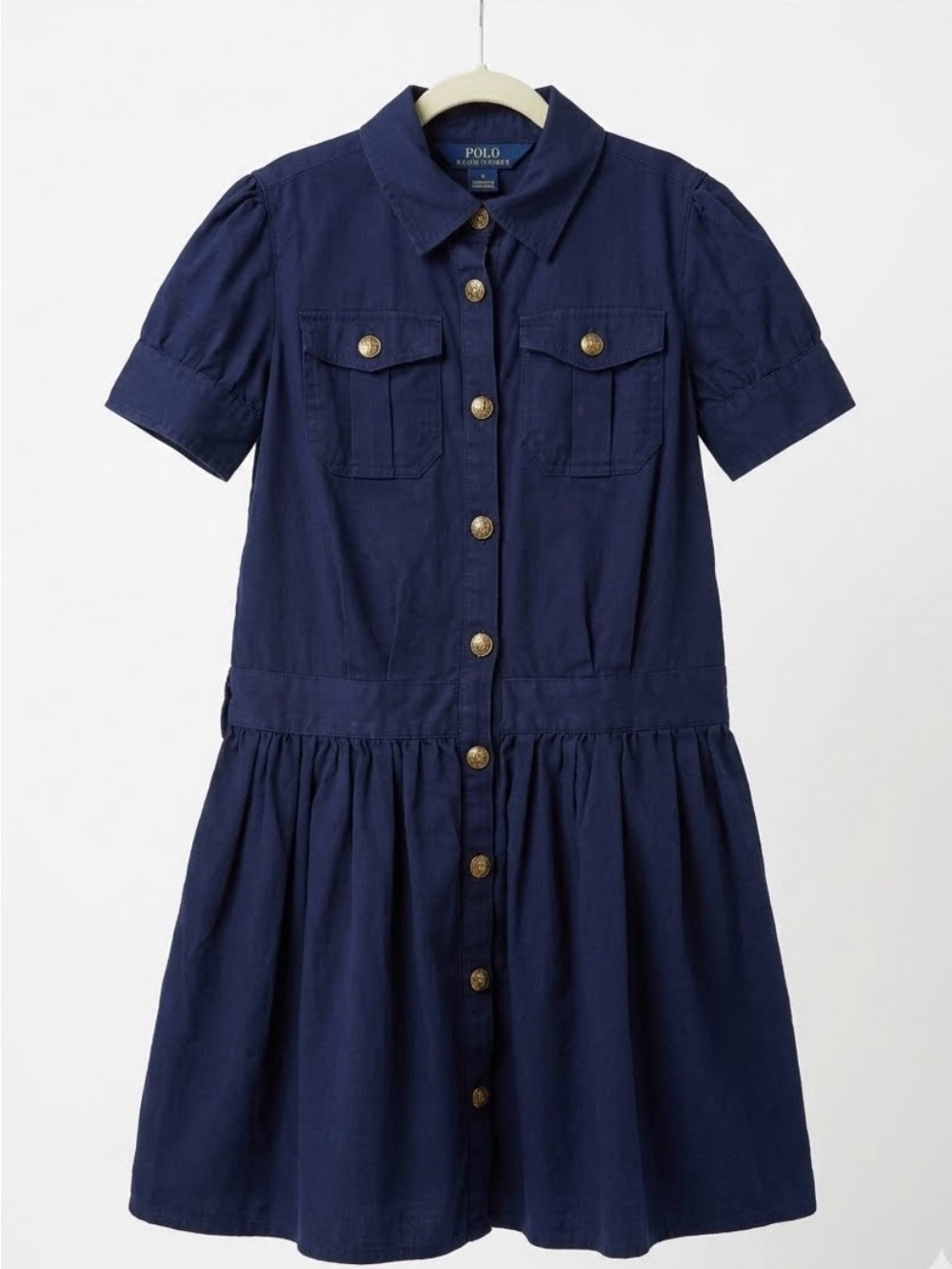 Polo by Ralph Lauren Navy Short-Sleeve Button-Front Shirt Dress